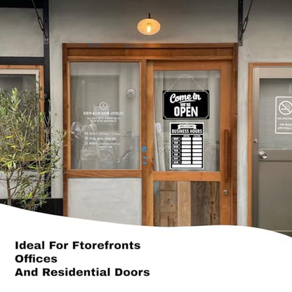 Business Hours Sign with Open Closed Sign for Business Store Hours Sign for Glass Door Window with Vinyl Stickers for Office Restaurant Retail Store Salon Gymnastics Studio 12 x 8 in