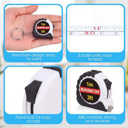 Kanayu 50 Pcs Pcs Mini Measuring Tape with Keychain, 3 ft, White - color: White, size: 3 ft