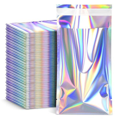 FUNFERY 4x6 in Holographic Mylar Poly Mailers Self Sealing Adhesive Bag - color: Holographic Self Adhesive-100P, size: 4x6 inch