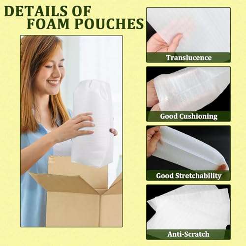 200PCS Cushion Foam Pouches with 4 Size (12x16", 12x12", 8x12", 8x8") - color: TW-multi-size