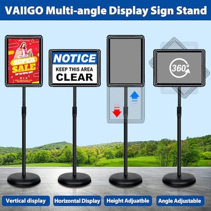 2Pack 8.5x11 Sign Stand - Adjustable Floor Standing Sign Holder - color: Black, size: 8.5"x11"-2Pack