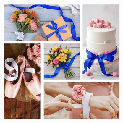 Flezoo 25 Yards 1-1/2" White Satin Ribbon for Crafts Gift Wrapping Wedding - color: White