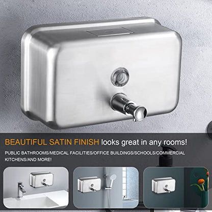Commercial Soap Dispenser Wall Mount Stainless Steel, Horizontal - size: Horizontal