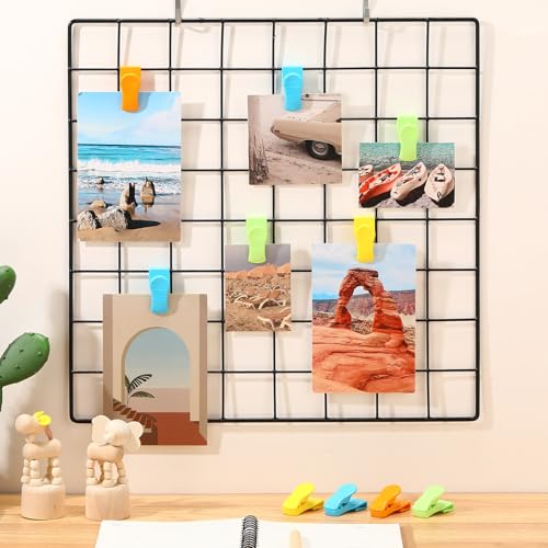 AmazingSpark 15 Pcs Gridwall Accessories Grid Wall Hooks Clips, Colorful - color: Colorful