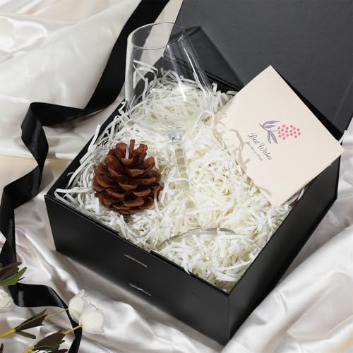 OEMVALATY Black Gift Box,8x8x4 Inches Gift Boxes with Lids for Presents with Magnetic Closure and Ribbon for Wedding,Storage,Birthday(5-Pack) - color: 08x8x4 Inch-Black-Pack of 5