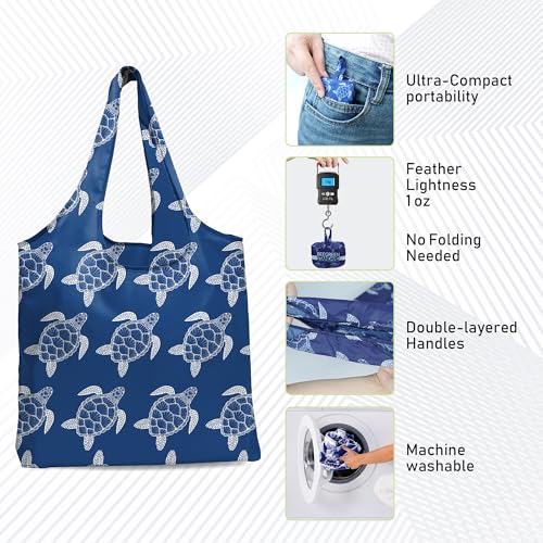 BeeGreen Reusable Grocery Shopping Bag -Travel Tote Bag - Foldable Compact Sturdy Bags - color: Grey Froal Flowers, style: Standard Extra Large