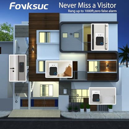 Wireless Doorbell 1000ft Range, Loud Waterproof Door Bell with 60 Melodies - color: Black-‎3 receivers +2 push buttons