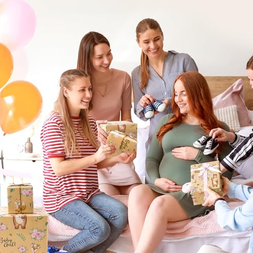 WERNNSAI Baby Girl Kraft Wrapping Paper Roll, 33 ft Baby Shower Wrap Paper - color: Baby Bear-Girl