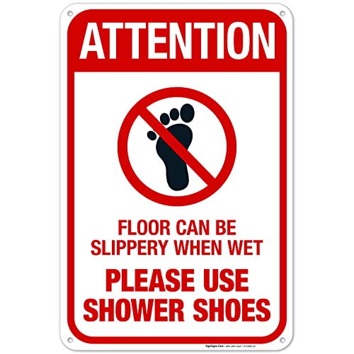 Floor Can Be Slippery When Wet Sign, - size: 12x18