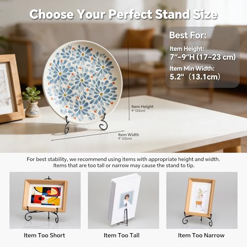 Artliving Plate Stands for Display, 7 Inch Black Iron Easel Plate Display Photo Holder Stand, Displays Picture Frames, Decorative Plates, Tablets and Art (2 pack) - size: 7 inch(2 Pack)
