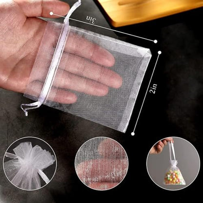 50Pcs White Mini Sheer Organza Gift Bags, 2x3 Breathable Storage Bag with Drawstring, Mesh Bags for Wedding Favor Party Pouch, for Party, Jewelry, Christmas, Festival, Bathroom Soaps,Wrapping Supplie