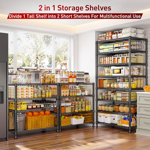 REIBII 8 Tier Metal Shelving, Adjustable & 75" H Space Saving, for Kitchen - size: 【8 Tier】75"H X 35"W X 14"D