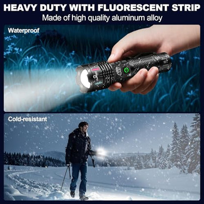 Esgreen Super Bright LED Rechargeable Flashlight High Lumen 100000 – 2-Mode - size: 1 Pack - Medium