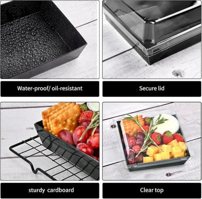 Ocmoiy Charcuterie Boxes with Clear Lids, 5 Inches, 50 Pack, Black - color: Black