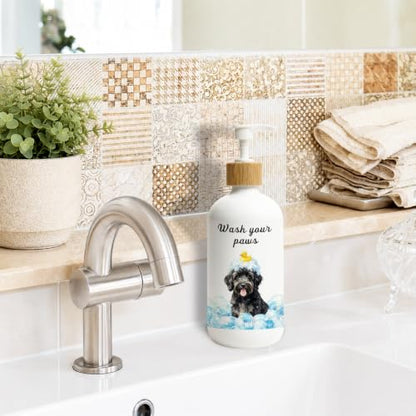 Black Poodle Gifts Glass Soap Dispenser with Pump - color: Poodle 03