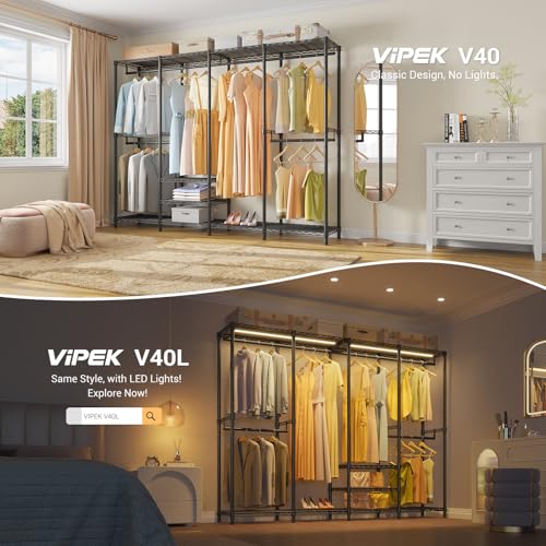 VIPEK V40 Heavy Duty Clothes Rack, Modular Closet System Clothing Rack - color: Black, size: V40 Regular