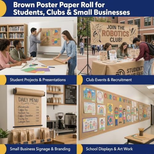 Vanhench Brown Paper Roll, 36" x 2520" (210') - color: Brown, size: 36" Width X 210' Length