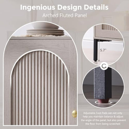 IFGET 34"Tall Modern Arch Sideboard Buffet Cabinet with Storage, Light Grey - color: Light Grey, size: 1 Piece