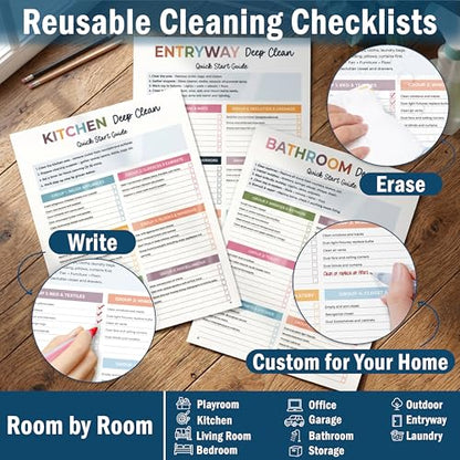ADHD Cleaning Planner, Wildflowers Daily Weekly Monthly Checklists - color: ADHD Cleaning Planner Version 2