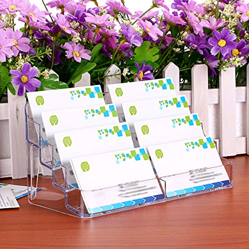 Hipiwe 2Pcs Acrylic Business Card Holder 8-Slot Desktop Card Display Stand - color: Transparent