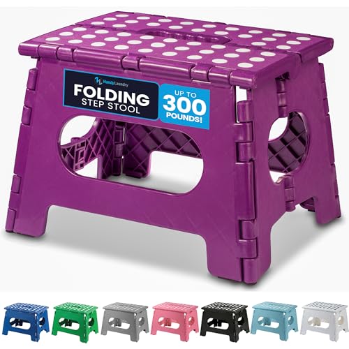 Handy Laundry Folding Step Stool 9 Inch, Purple, Non-Slip Holds 300 lbs - color: Purple, size: 9 Inch