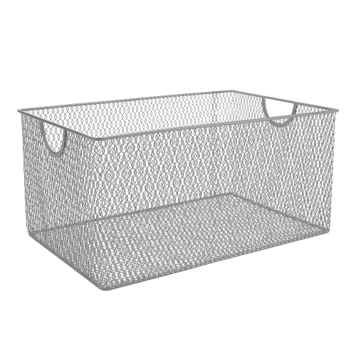 YBM HOME Kitchen Pantry Organizer Wire Basket for Shelves, Cabinets, Pantry, Countertop, Mesh Open Storage Bin Metal Basket for Organizing Food Supplies 12 x 7.8 x 5.8 - size: 12.1x7.8x5.8