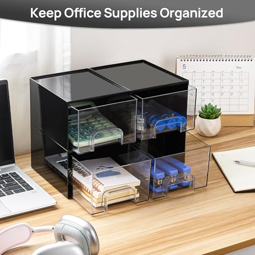 Vtopmart Black Small Stackable Storage Drawers for Cologne Organizer - style: Small-4pack-Black