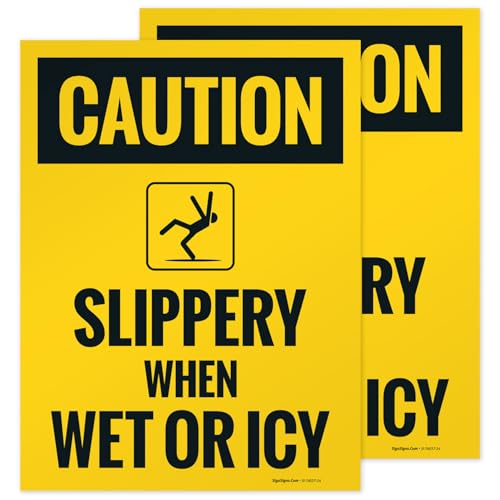 Caution Slippery When Wet Or ICY Sidewalk Sign Kit, (SI-76037) - size: 18x24 Inches, style: 2 Pack - Replacement Panels