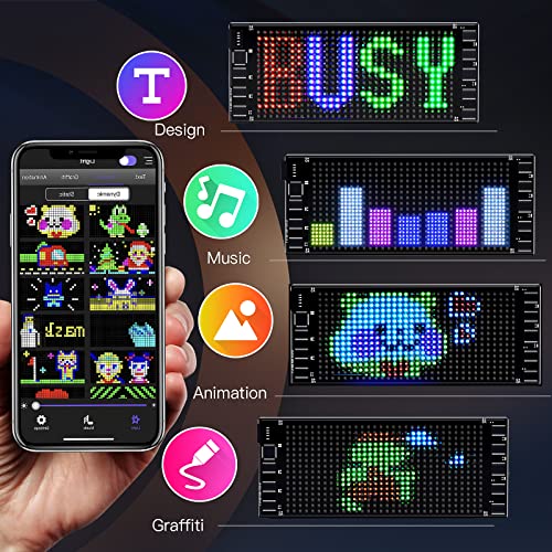 KJOY Mini LED Car Signs, 6.7''x2.76'' Flexible USB 5V LED Digital Sign Bluetooth Application Control DIY Programmable Scrolling led Sign for Car Party Wedding Festival - size: 7"x3"-1PCS