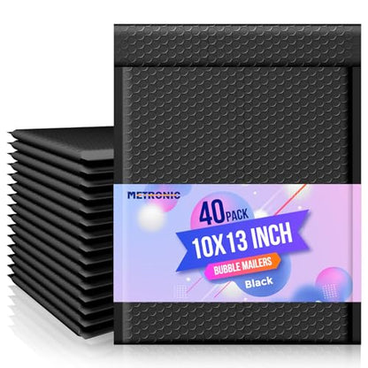 METRONIC Bubble Mailers 10x13" Padded Envelopes Black 40 Pack Waterproof - color: Black, size: 10x13" 40PC