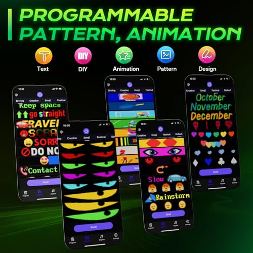 KJOY Huge Bright Programmable LED Sign，23''x5'' Flexible Digital Scrolling LED Display, Bluetooth APP Control Custom Text Pattern Animation LED Store Signs for Car Business Hotel School - size: 23"x5"-1PCS