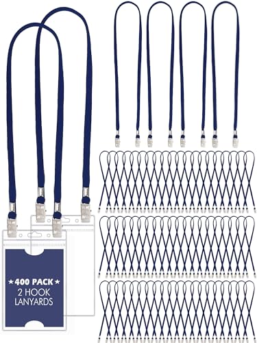 Patelai 400 Pack Double Clip Lanyards Bulk Face Mask Lanyards, Navy Blue - color: Navy Blue