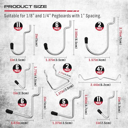 Ultimate 121-Piece Pegboard Hooks Set, Pegboard Accessories with Metal Hooks, Durable Peg Board Organizer Accessories, Pegboard Bins, Peg Board Tool Utility Hooks - color: 121 pcs -Black