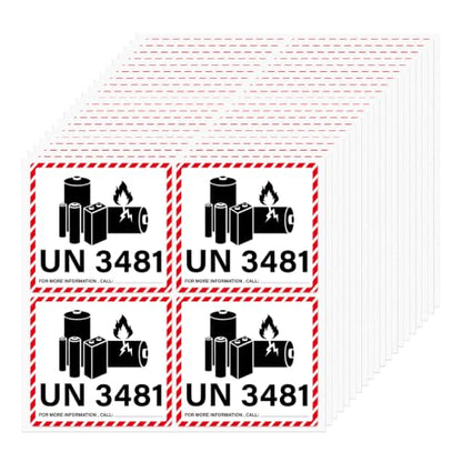 200 PCS UN 3481 Stickers Lithium Ion Battery Caution Labels - size: 4.7 x 4.3 Inches