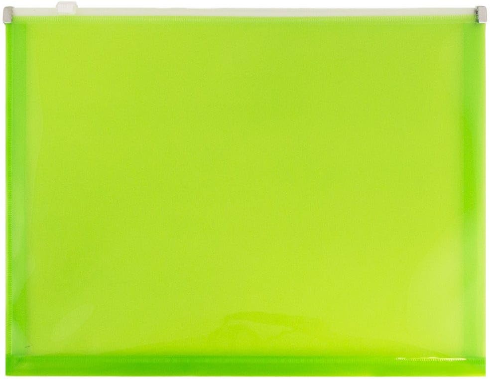 JAM PAPER Plastic Envelopes with Zip Closure - Letter Booklet - 9 3/4 x 13 - Lime Green - 3/Pack - color: Lime Green, size: Letter Size - 3 Pack