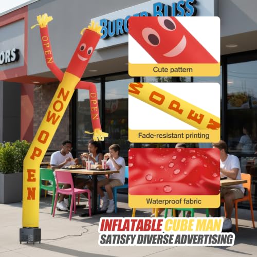 6ft Now Open Inflatable Waving Tube Man with Blower - color: NOW OPEN