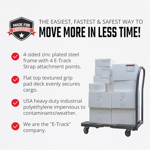 SNAP-LOC, 4 Wheel Dolly, 1,200 lb Professional E Track Push Cart Dolly, Heavy Duty Furniture Moving Cart, Modular Cargo Platform, Made in USA, Black - style: Professional E-Track Push Cart Dolly Black