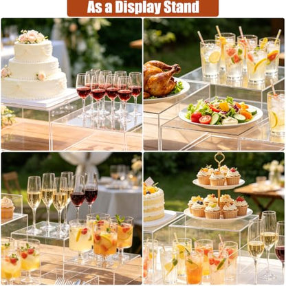 6 Pcs Clear Acrylic Display Risers 6"-11" Buffet Dessert Stands