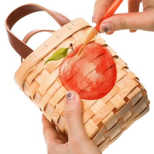 ZOOFOX 6 Pack Small Wicker Basket with Handle, 4" x 4.5" Woodchip Baskets for Gifts Empty, Rustic Style Basket Flower Girl Baskets for Wedding Home Party Decor Easter Gift Packing