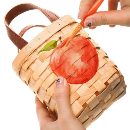 ZOOFOX 6 Pack Small Wicker Basket with Handle, 4" x 4.5" Woodchip Baskets for Gifts Empty, Rustic Style Basket Flower Girl Baskets for Wedding Home Party Decor Easter Gift Packing
