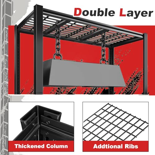 40W Garage Storage Shelves,2200LBS Metal Storage Shelves,Adjustable Heavy Duty Metal Garage Shelving Units Industrial Shelving for Garage,Basement,Warehouse,19.6" D x 39.37" W x 59.84" H - size: 59.84" H x 39.37" W x 19.6" D
