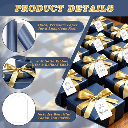 CORNER LACE Navy Blue Gift Wrapping Paper Set, Pearlescent Wrapping Paper - color: Navy Blue