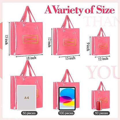 Teling 200 Pcs Thank You Bags with Handle for Business, Pink - color: Pink