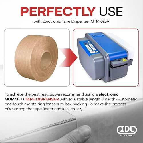 IDL Packaging 2.83" x 450' Water-Activated Kraft Gummed Tape, 30lb (2-Pack) - color: Brown, 30 lbs