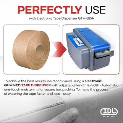 IDL Packaging 2.83" x 450' Water-Activated Kraft Gummed Tape, 30lb (2-Pack) - color: Brown, 30 lbs