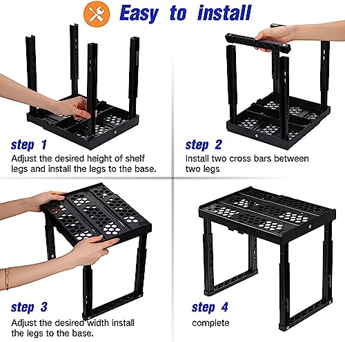 Locker Organizer Shelf， Adjustable Width and Height, Ideal Locker for School, Office, and Gym Lockers (Black 2 Pack) - color: Black 2 Pack