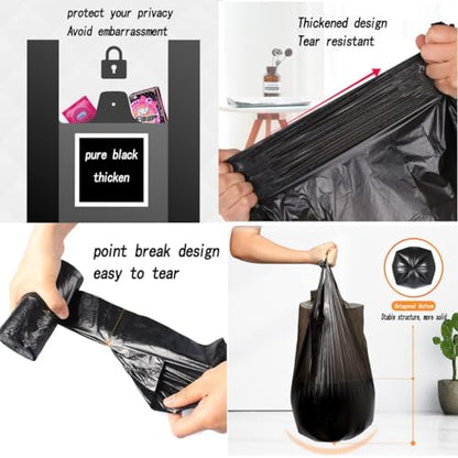 4 Gallon Trash Bag,Small Black Trash Bags 200 Counts,Thicken Value,Handles - color: Black, size: 1 Count (Pack of 200)