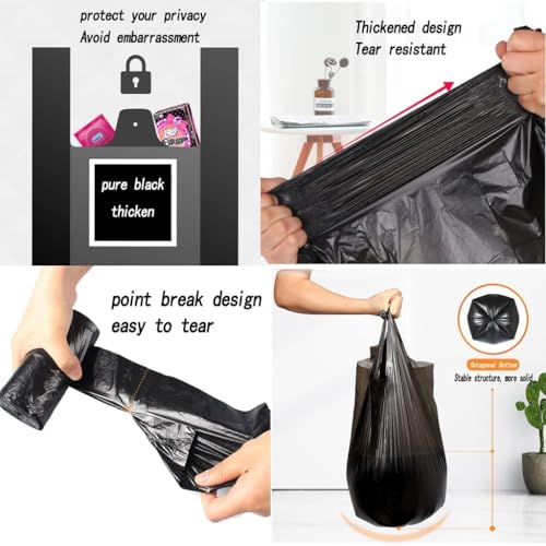 4 Gallon Trash Bag,Small Black Trash Bags 200 Counts,Thicken Value,Handles - color: Black, size: 1 Count (Pack of 200)