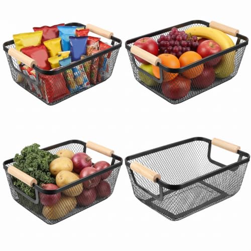Ziliny 4 Pcs Mesh Wire Baskets for Organizing, Small, Black - color: Black, size: Small