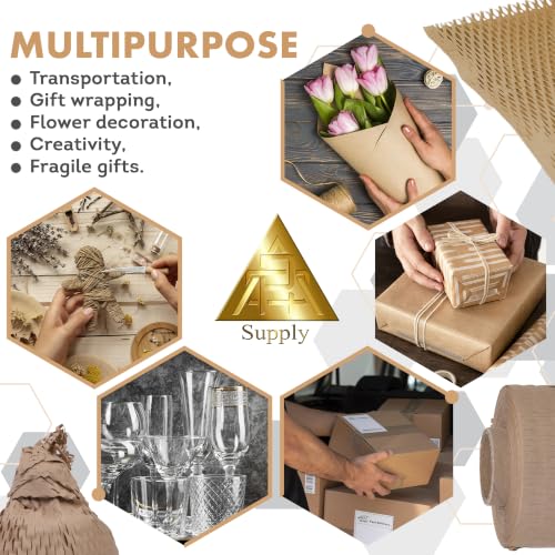APQ Supply Honeycomb Packing Paper Brown, 15 Inch x 100 Feet, Eco Friendly Shipping Supplies for Small Businesses, Warehouses, and E-Commerce Fulfillment - style: Brown / Pack of 1